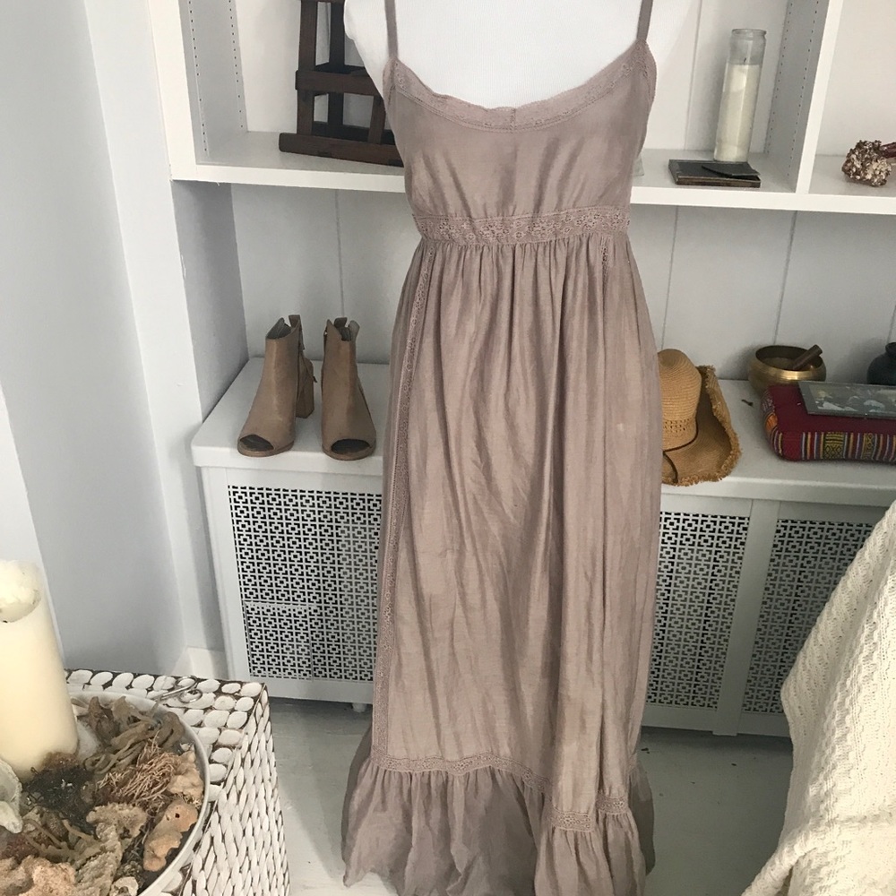 Feminine Taupe Grey Maxi Summer Dress